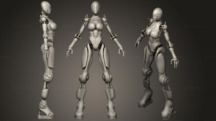 Статуэтки герои, монстры и демоны (Женский робот 1, STKM_1426) 3D модель для ЧПУ станка